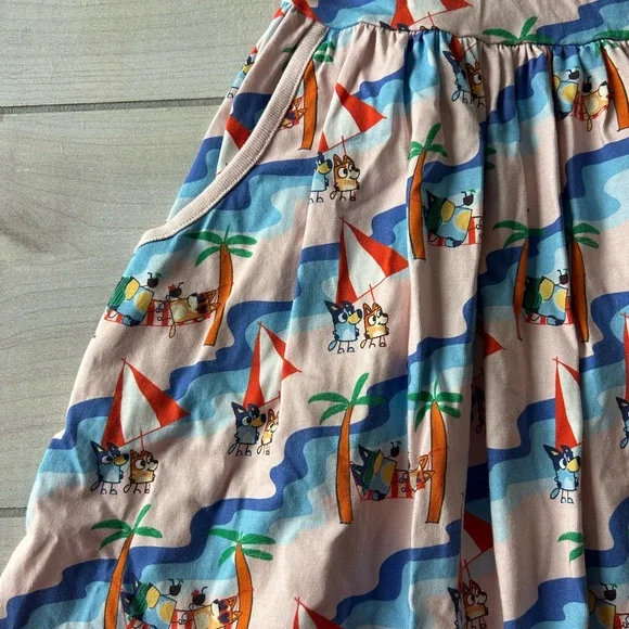 Hanna Andersson Multicolor Beach Print Bluey Tank Pocket Dress - Picture 3 of 5